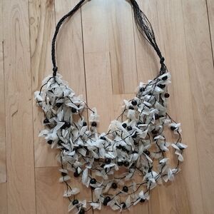 Elegant Black and White Floral Necklace